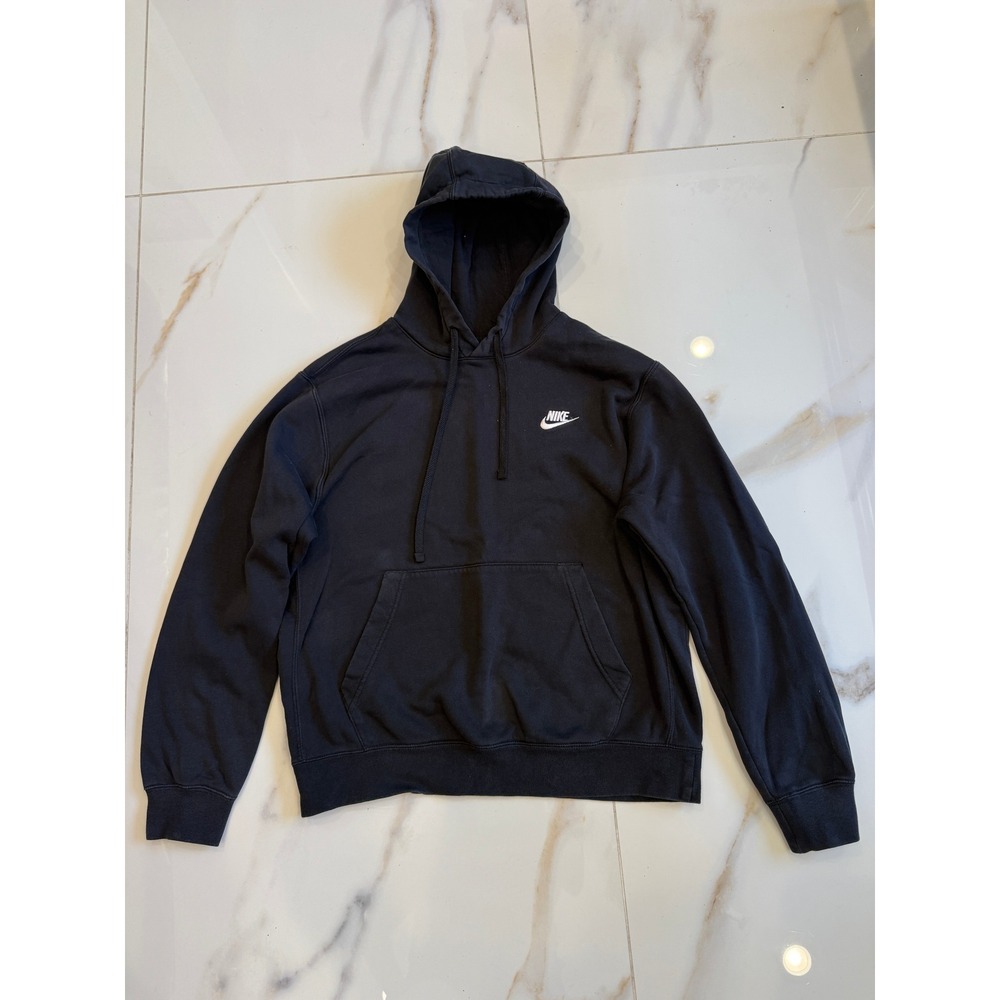 Nike Sportswear Club Fleece Hoodie Black White Futura Logo Pullover Sweatshirt